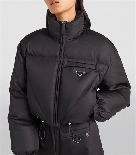 prada puffer jacket ladies|prada cropped cashmere down jacket.